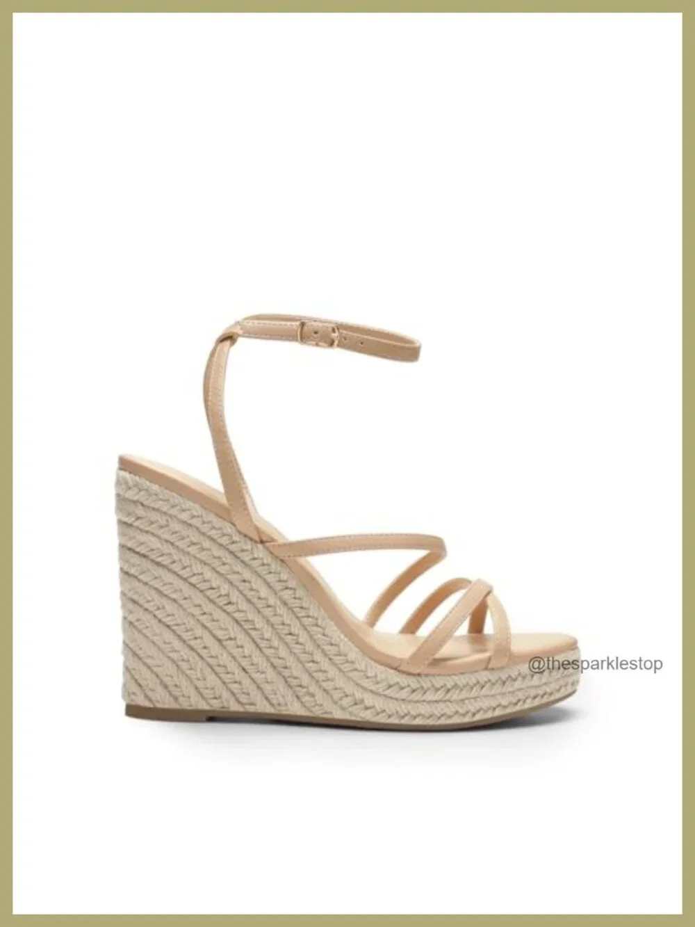 Strappy Espadrille Wedge Sandals, Faux Leather, Platform Heel